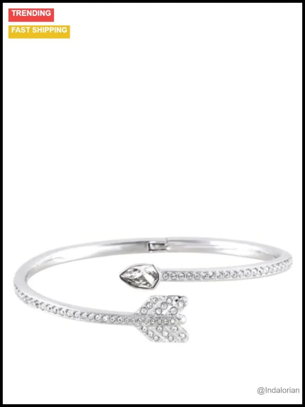 Swarovski Crystal Bangle Bracelet Pavé Silver Fold Over Clasp